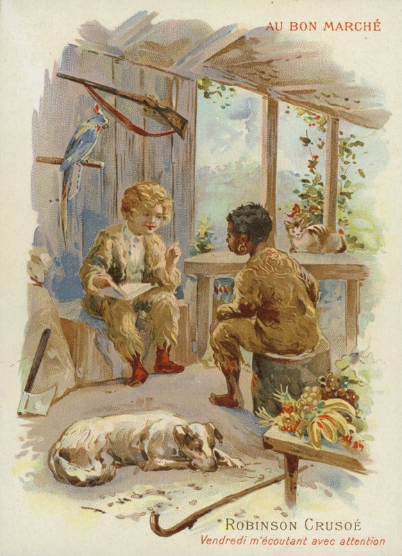 Robinson Crusoe és Man Friday alkotó: French School