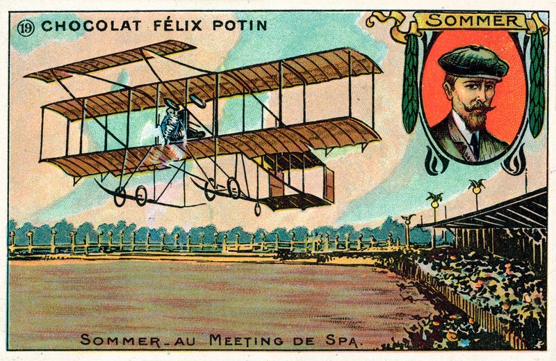 Roger Sommer repül a Spa Aviation Meetingen, Belgiumban alkotó: French School