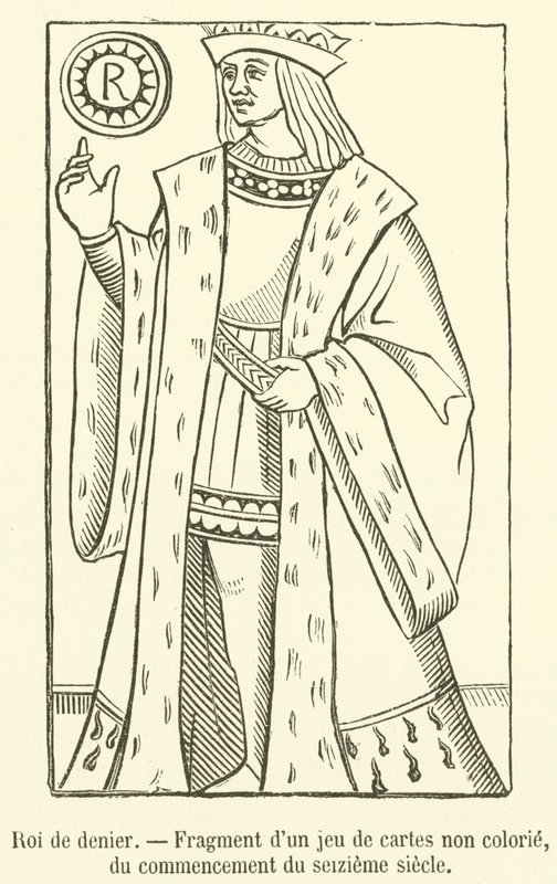 Roi de denier, Színtelen kártyapakli töredéke, a XVI. század elejéről (metszet) alkotó: French School