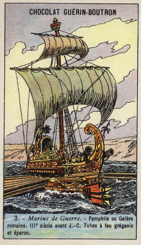 Római gálya, Kr.e. 3. század (chromolitho) alkotó: French School