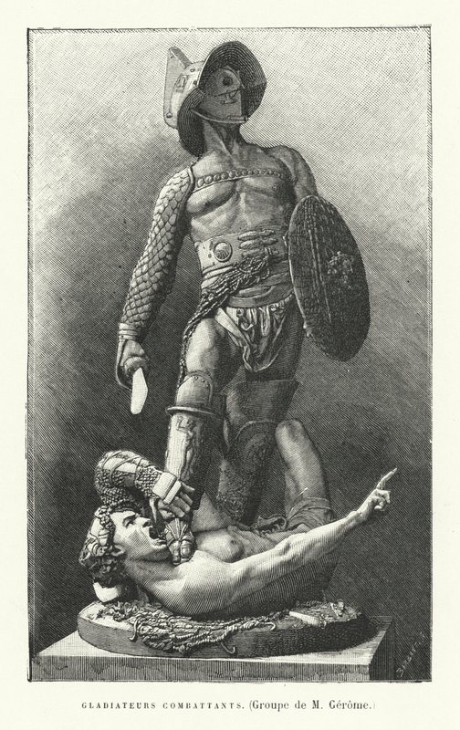 Római gladiátorok harca (metszet) alkotó: French School