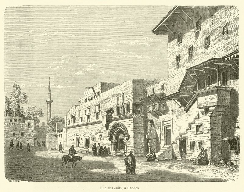 A zsidók utcája, Rodosz (metszet) alkotó: French School