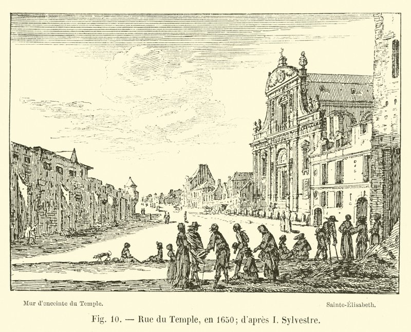 Rue du Temple, 1650-ben; miután én Sylvester alkotó: French School