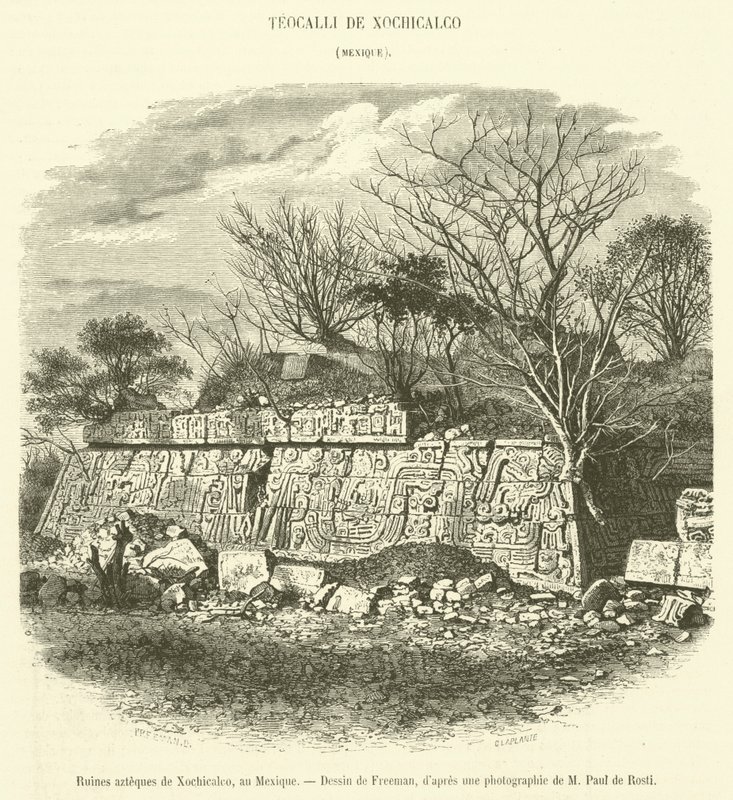 Xochicalco azték romjai, Mexikó (metszet) alkotó: French School