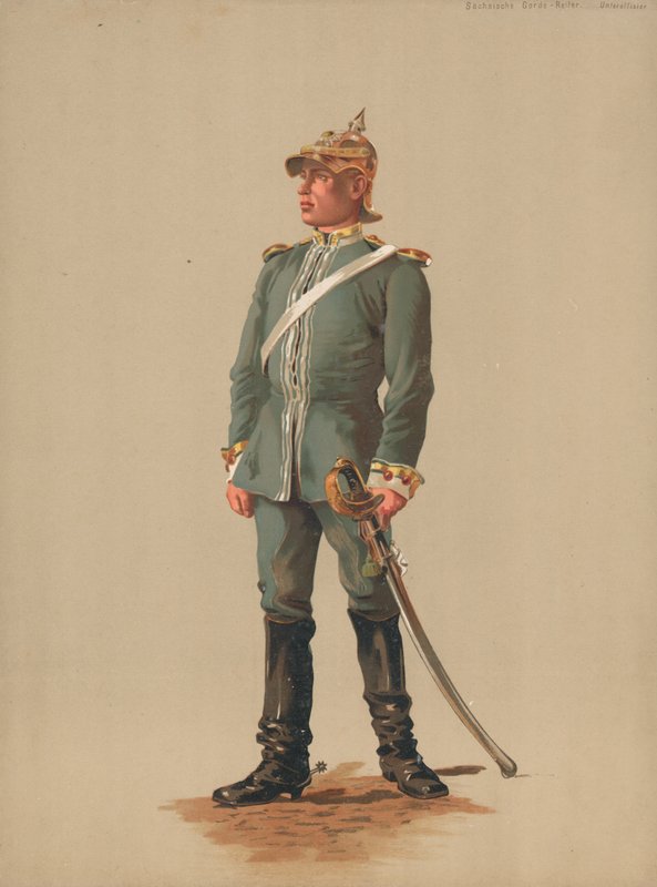 Szász gárdalovasság, őrmester alkotó: French School