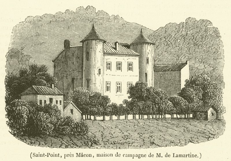 Saint-Point, Macon közelében, Madame de Lamartine vidéki háza (metszet) alkotó: French School