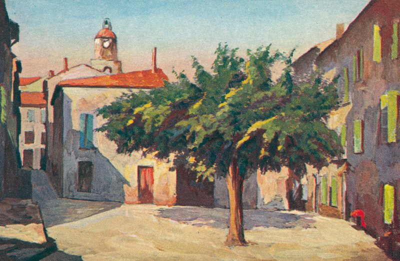 Saint Tropez: Festői sarok (színes litográfia) alkotó: French School