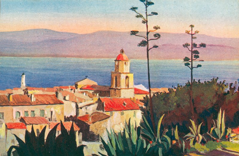 Saint Tropez: Menekülés az öbölbe (színes litográfia) alkotó: French School