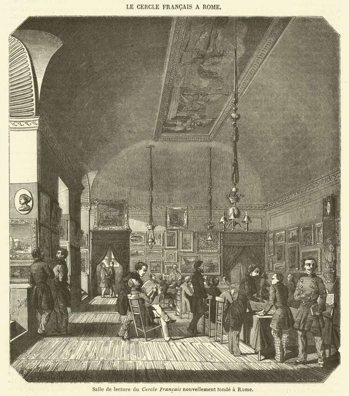 A Rómában újonnan alapított Cercle Francais olvasóterme (metszet) alkotó: French School