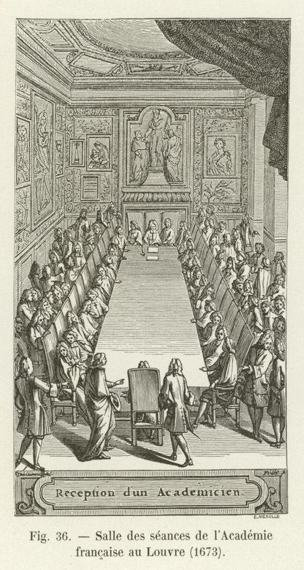 A Francia Akadémia ülésterme a Louvre-ban, 1673 alkotó: French School