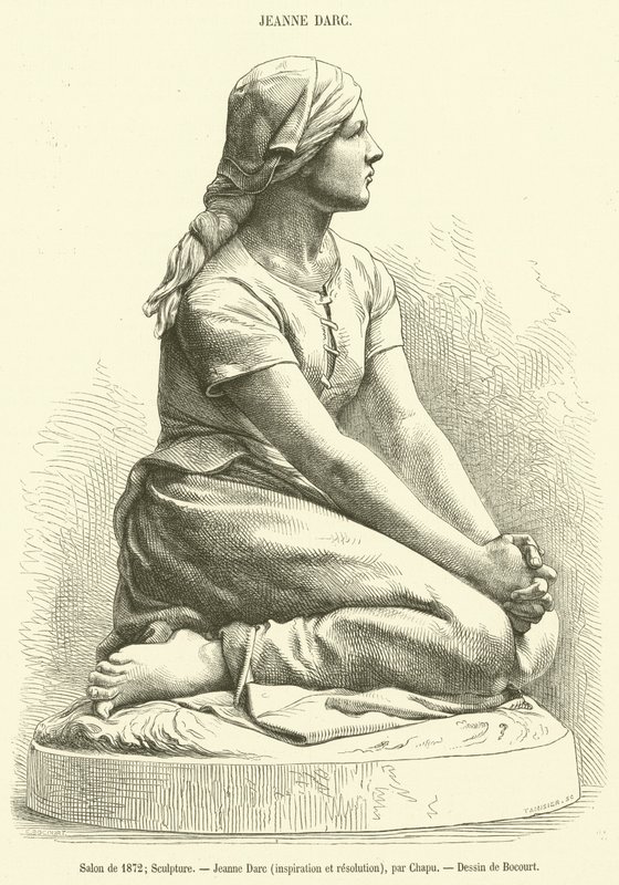 1872-es szalon, szobrászat, Jeanne Darc, inspiráció és felbontás (metszet) alkotó: French School