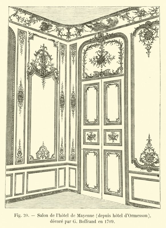 A Hotel de Mayenne szalonja, az Ormesson szállodából, G Boffrand díszítette 1709-ben alkotó: French School