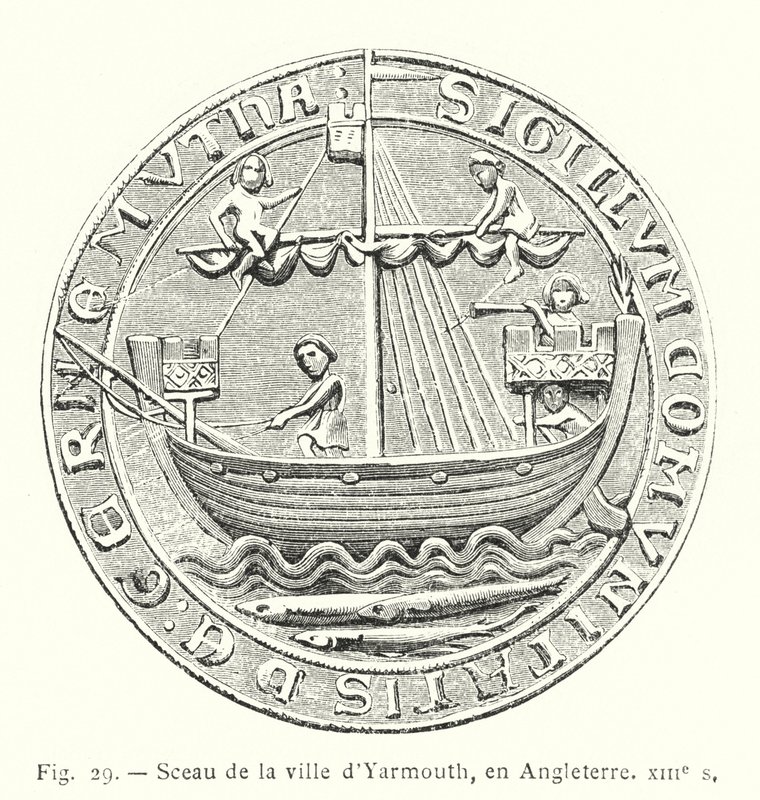 Yarmouth város pecsétje, Anglia, 13. század (metszet) alkotó: French School