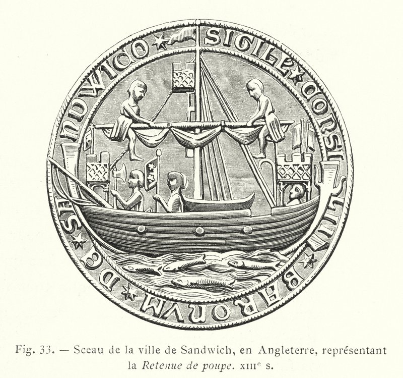 Sandwich városának pecsétje, Anglia, a Stern-megtartást ábrázolva, 13. század (metszet) alkotó: French School