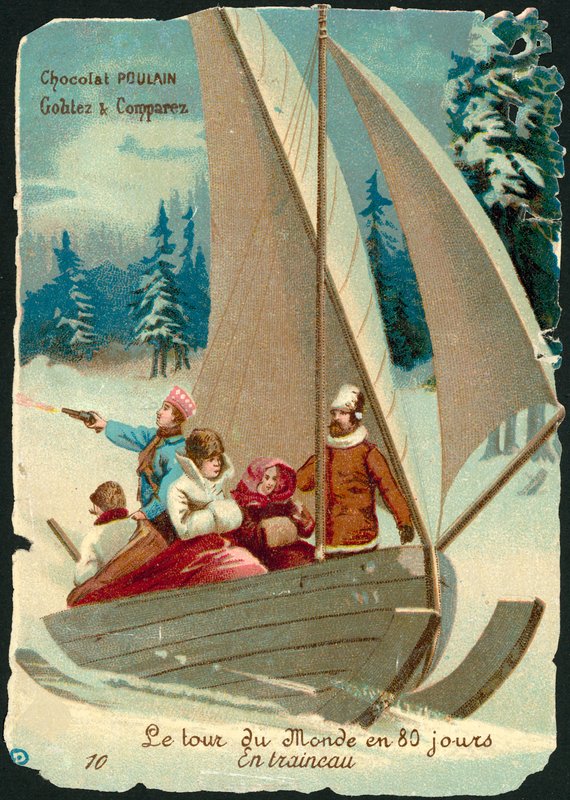 Jelenet a világ körül nyolcvan nap alatt, Jules Verne (chromolitho) alkotó: French School