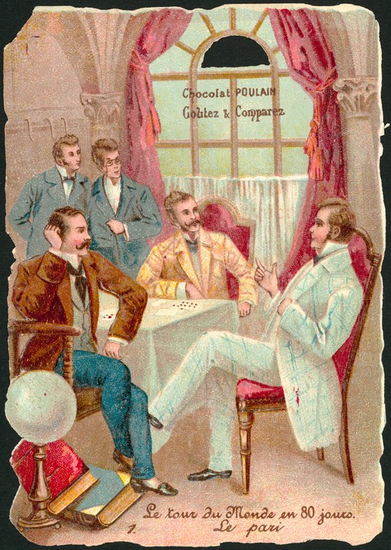 Jelenet a világ körül nyolcvan nap alatt, Jules Verne (chromolitho) alkotó: French School