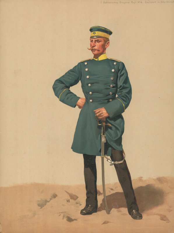 Silesian Dragons Regt No 4, hadnagy átmeneti kabátban alkotó: French School