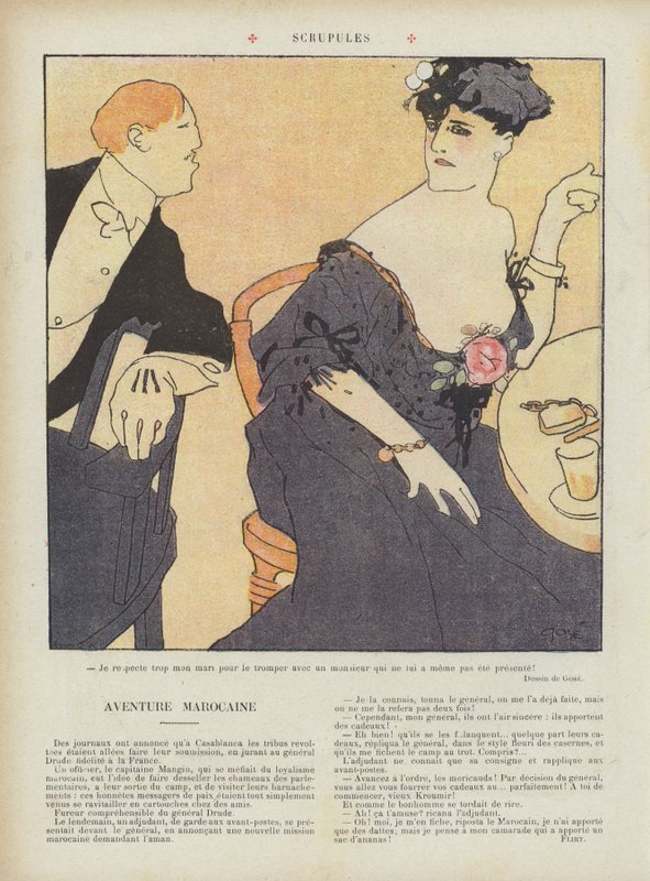 Skrupulusok. Illusztráció a Le Rire-hez (színes litó) alkotó: French School