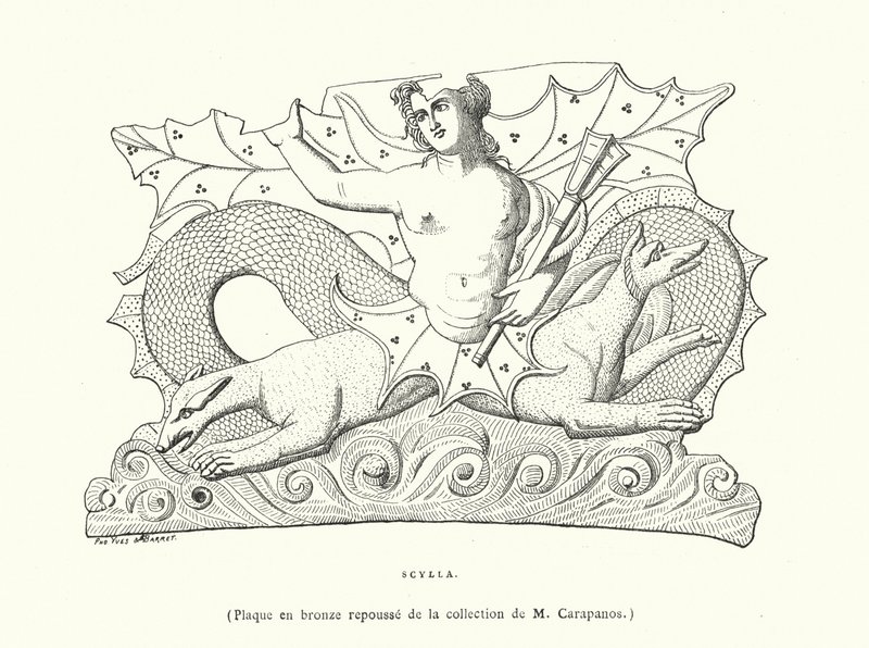Scylla, ógörög bronztábla (metszet) alkotó: French School