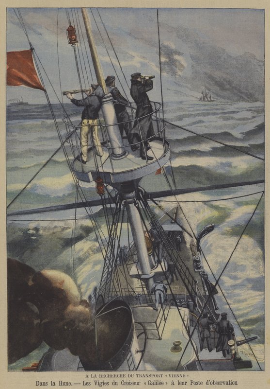Az eltűnt francia Vienne hajó keresése (színes litho) alkotó: French School