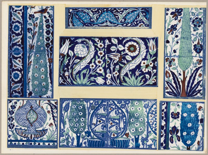 Hét cserépedény minta, Damaszkusz, 16-17. század (színes litográfia) alkotó: French School