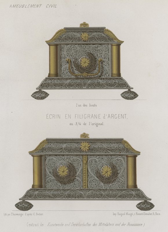 Ezüst filigrán koporsó alkotó: French School