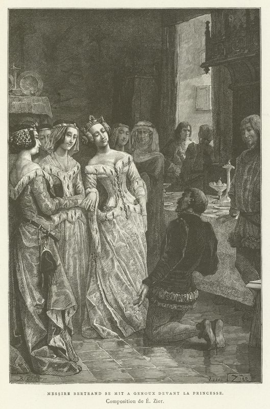 Sir Bertrand letérdelt a hercegnő előtt alkotó: French School