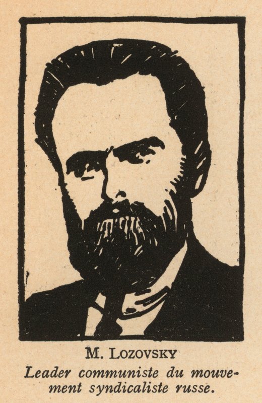 Salamon Lozovszkij, orosz bolsevik forradalmár és szovjet politikus, a Vörös Nemzetközi Munkásszervezet (Profintern) főtitkára (litho) alkotó: French School