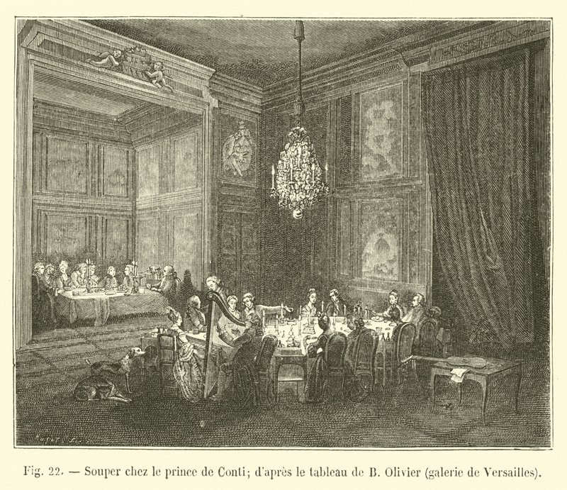 Vacsora de Conti herceggel; B Olivier festménye után, Versailles-i galéria alkotó: French School