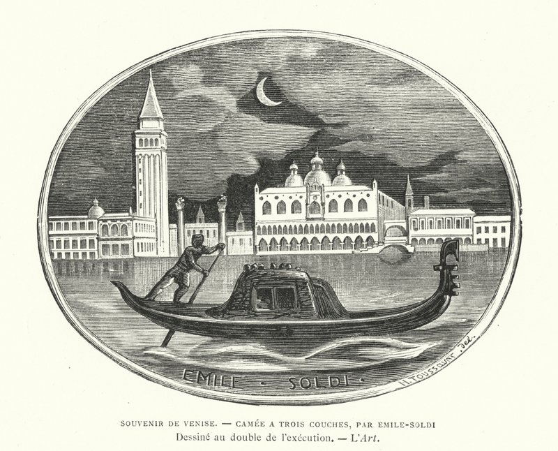 Velencei szuvenír, Emile Soldi francia szobrász által tervezett cameo alkotó: French School