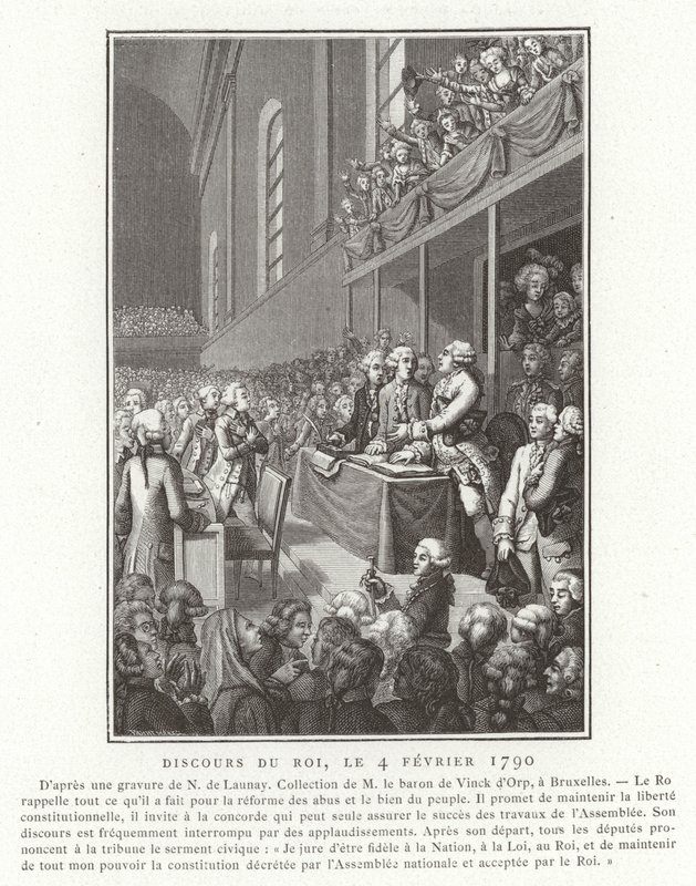 XVI. Lajos francia király beszéde a Nemzetgyűlésben, francia forradalom, 1790. február 4. alkotó: French School