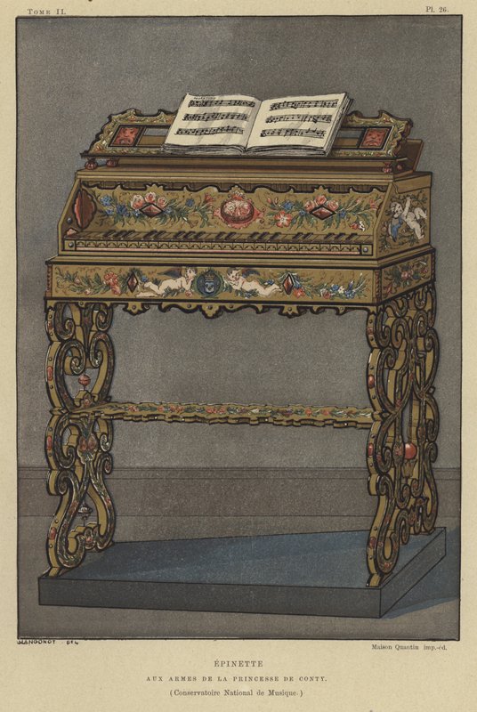 Spinet Conti hercegnőjének címerével alkotó: French School