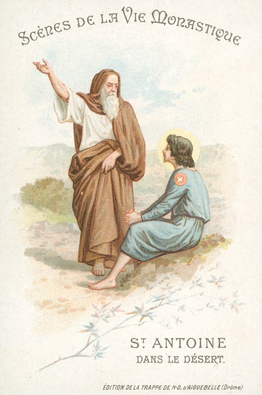 Nagy Szent Antal a sivatagban (chromolitho) alkotó: French School