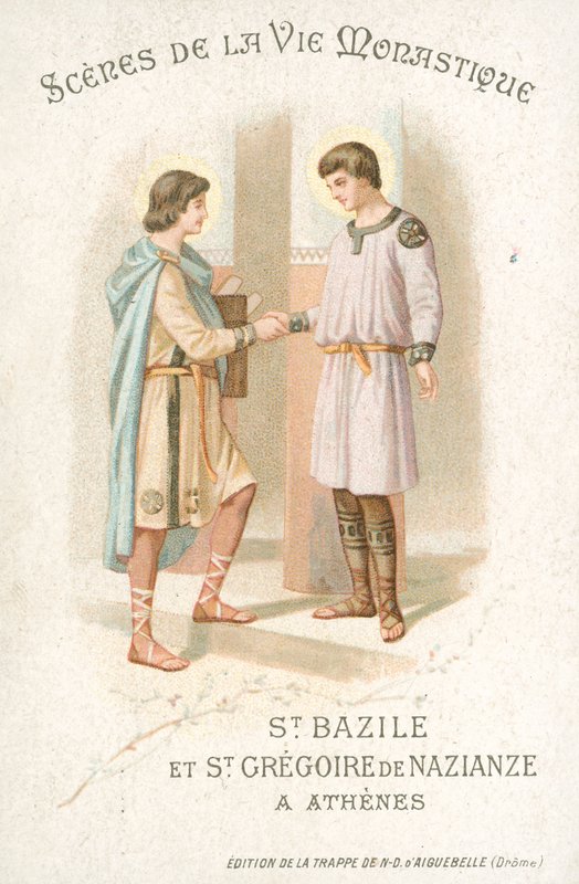 Szent Bazil és Nazianzi Szent Gergely Athénban (chromolitho) alkotó: French School