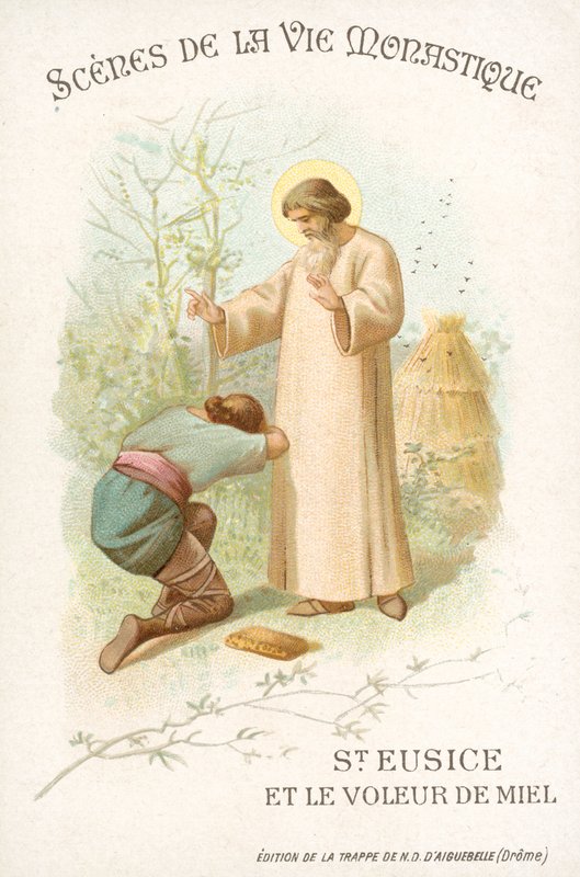 Szent Eusice és a méztolvaj (chromolitho) alkotó: French School