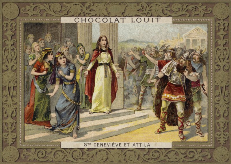 Szent Genevieve és hun Attila alkotó: French School