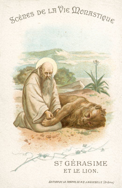 Szent Gerasimus és az oroszlán (chromolitho) alkotó: French School