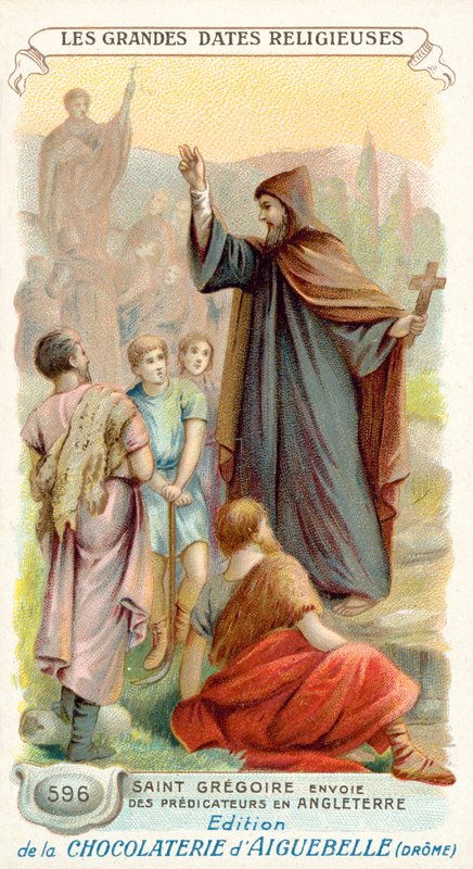 Szent Gergely misszionáriusokat küld Angliába, 596 (chromolitho) alkotó: French School