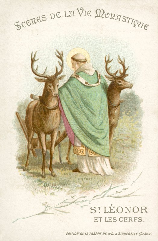 Szent Leonor és a szarvas (chromolitho) alkotó: French School