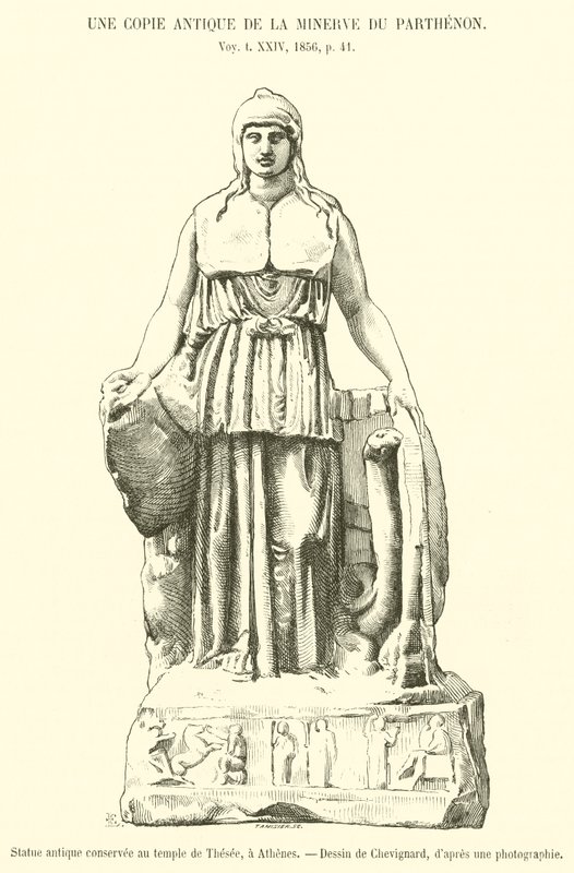 Szobor antik conserver au temple de Thesee, Athénész (metszet) alkotó: French School