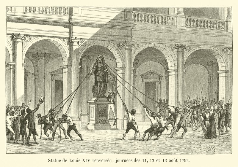 XIV. Lajos szobra fordítva, 1792. augusztus 11., 12. és 13. alkotó: French School