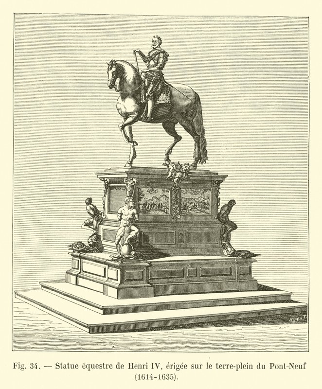 IV. Henrik lovas szobra, a Pont-Neuf középső részén, 1614-1635 alkotó: French School
