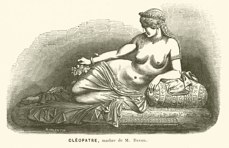 VII. Kleopátra, Ptolemaioszi Egyiptom utolsó uralkodója, Dániel szobra (metszet) alkotó: French School