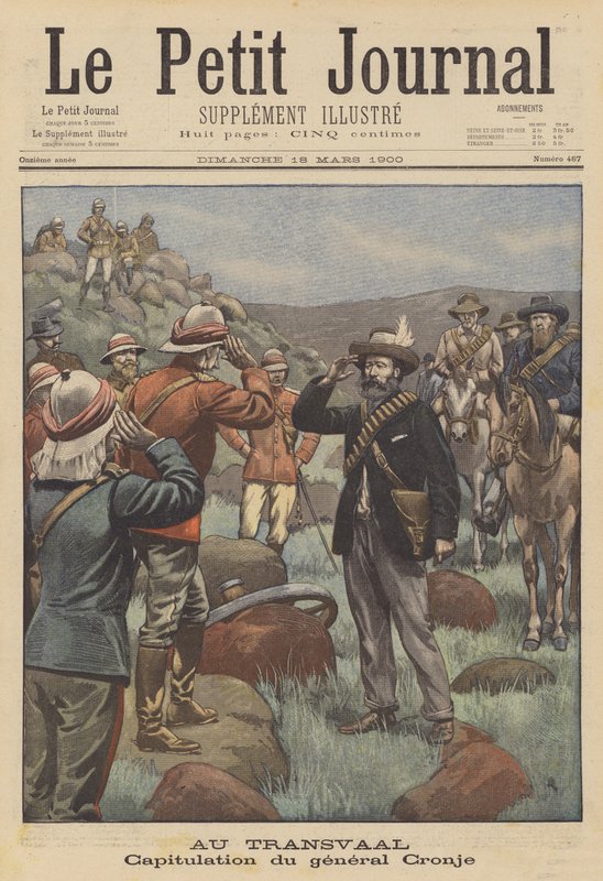 Cronje tábornok megadása a briteknek a paardebergi csata után (színes litho) alkotó: French School