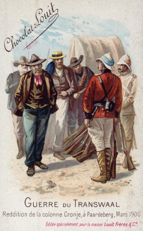 Piet Cronje oszlopának átadása a briteknek, Paardeberg, 1900. március (chromolitho) alkotó: French School