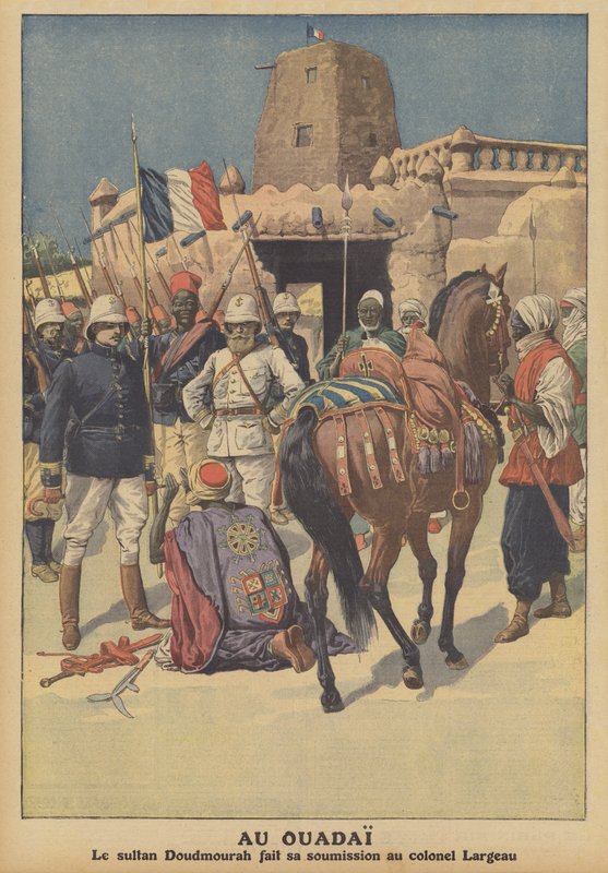 Doudmourrah wadai szultán feladása a Largeau ezredes által vezényelt francia csapatoknak (színes litho) alkotó: French School