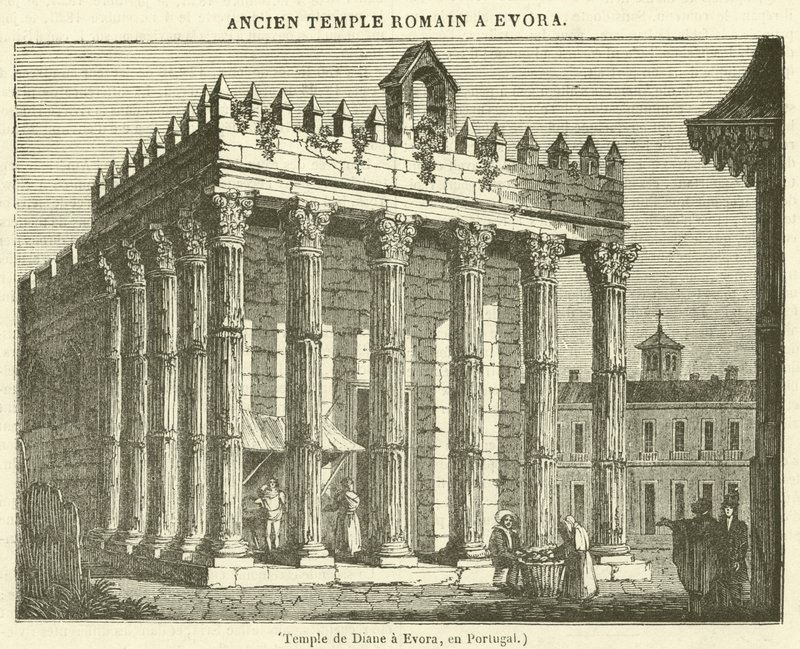 Temple de Diane a Evora, en Portugália (metszet) alkotó: French School