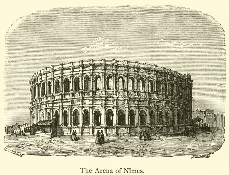 Nimes arénája (metszet) alkotó: French School