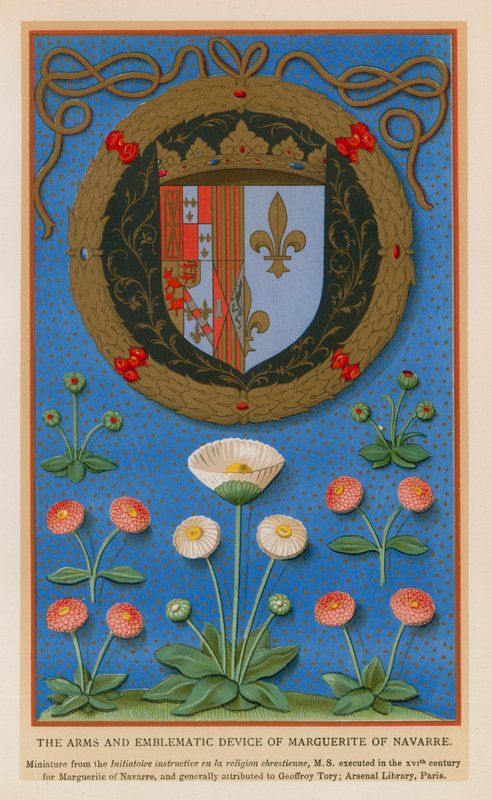 Navarrai Marguerite fegyverei és emblematikus eszközei (chromolitho) alkotó: French School