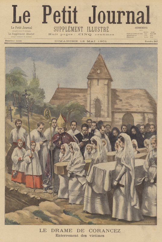 A Corancez-gyilkosságok; az áldozatok temetése alkotó: French School